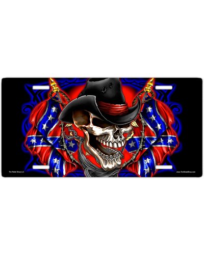 Rebel Skull sublimated car tag